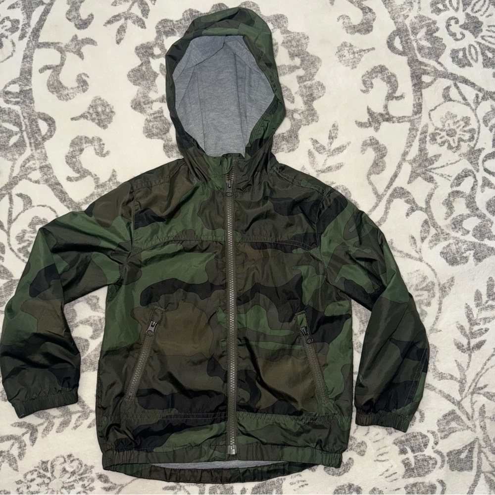 Gap‎ Kids Camo Windbreaker Jacket With Hood Lined Size XS